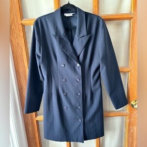 Vintage Navy Pinstripe Double-Breasted Mini Dress